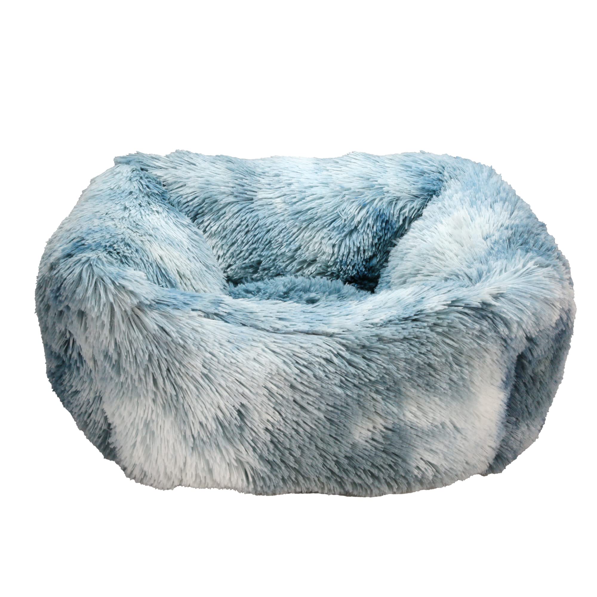 long rich Calming Dog Cat Bed, Fluffy Plush Pet Bed Filling PP Cotton, Anti Anxiety Cozy Soft Cuddler Rectangle Dog Bed, Machine Washable, Non-Slip Bottom (26 Inch x 22.1 inch x 9.5 inch Blue & White)