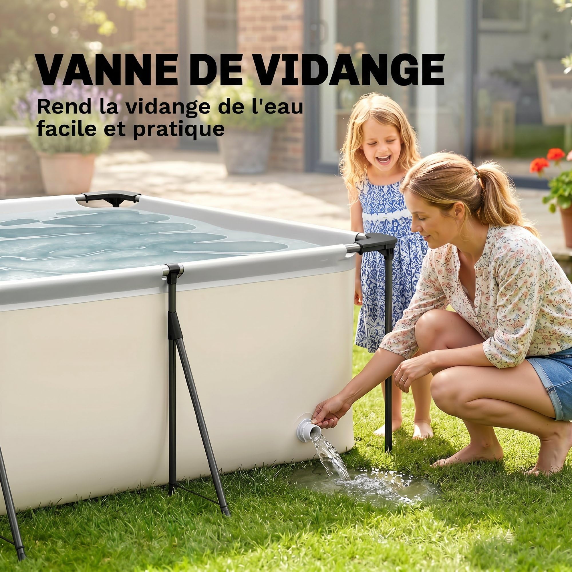 Outsunny Piscine Tubulaire Rectangulaire 394,5x208,3x80,5 cm 6075 L Gris | Nouvelle Structure Stable Antirouille, Piscine Hors Sol Famille De Jardin, Bassin PVC Triple Couche, Montage Facile