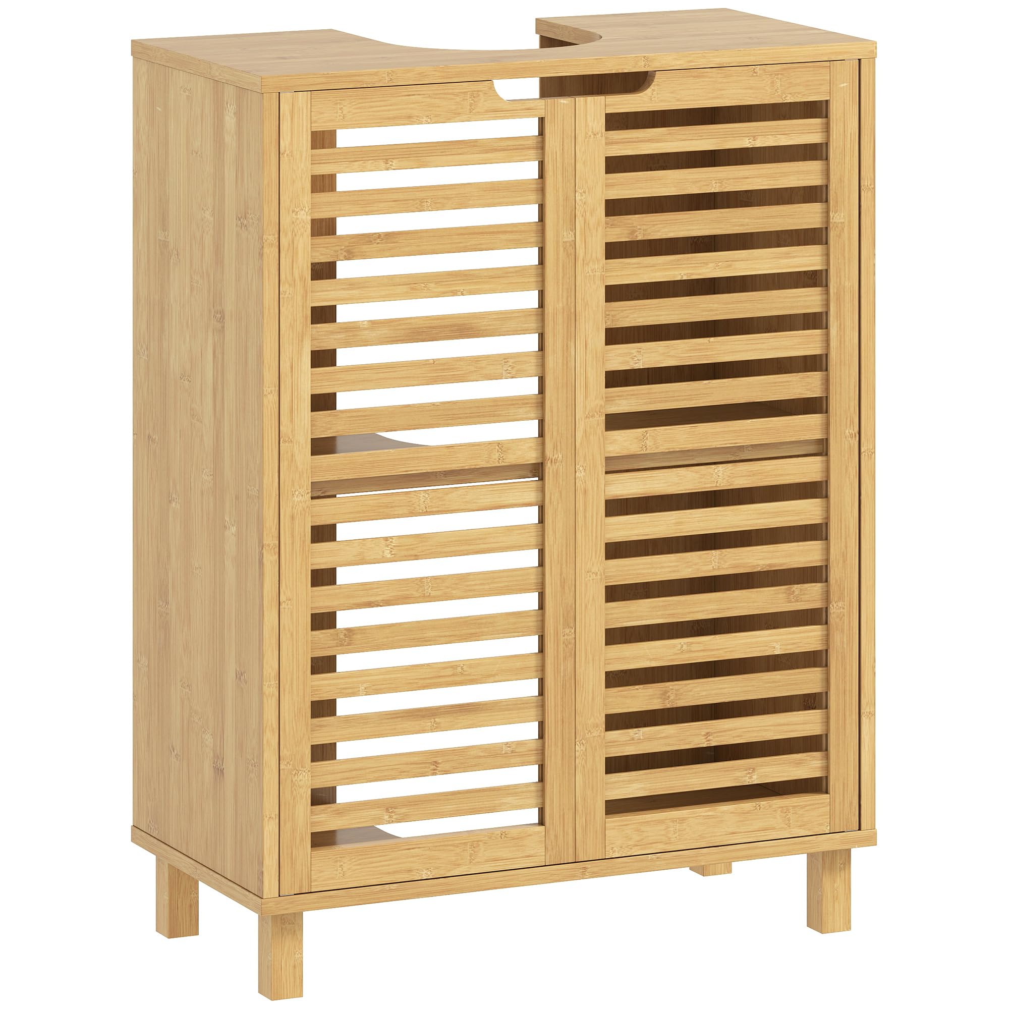 homcom meuble sous lavabo en bambou