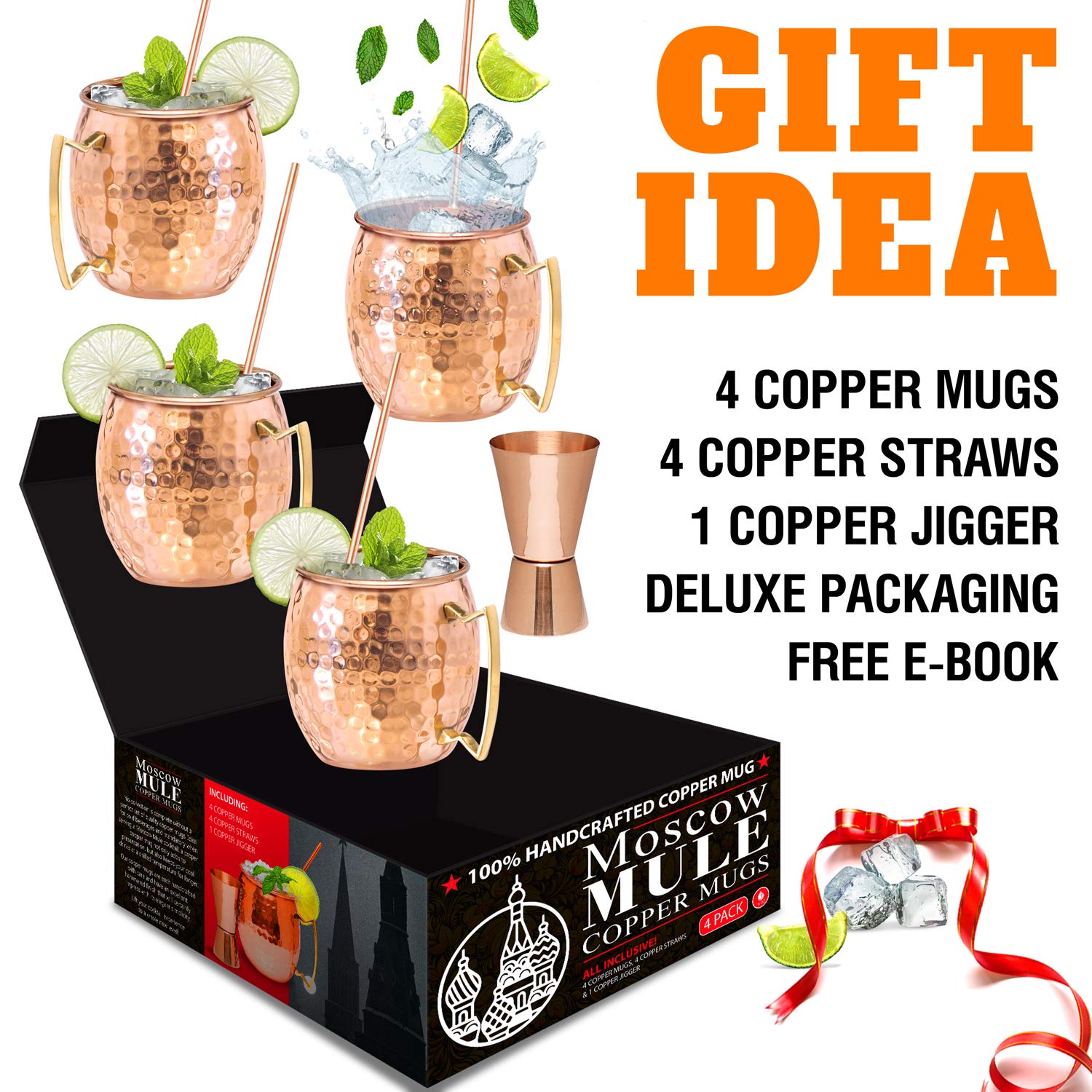 Buy Moscow Mule Copper Mugs Set of 4 100 HANDCRAFTED Food Safe