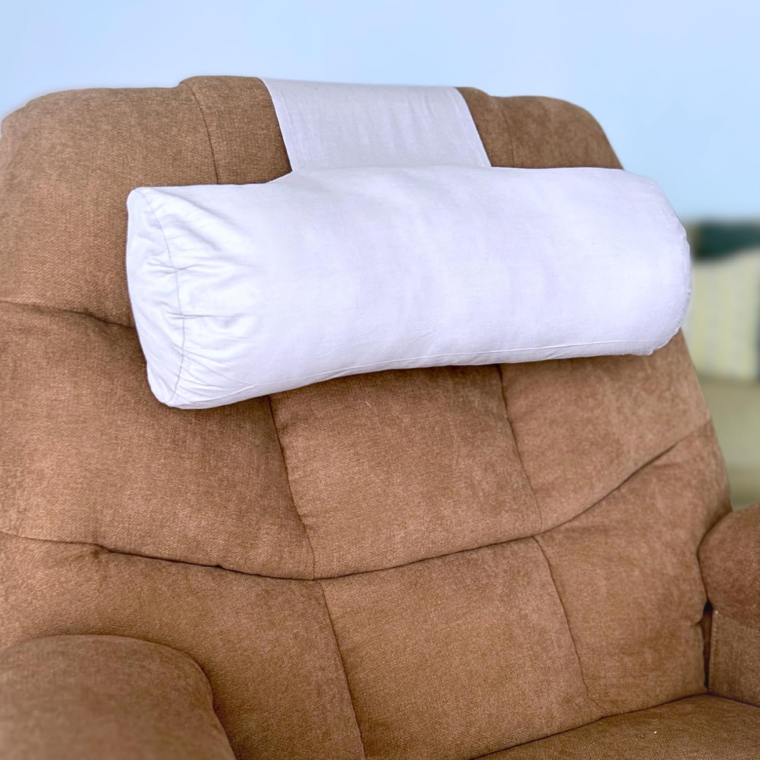Recliner Pillow for Lumbar, Neck, and Cervical Support, Sleep, Couch, Office Chair, Headrest, Weighted, No Velcro Required, (Gray)