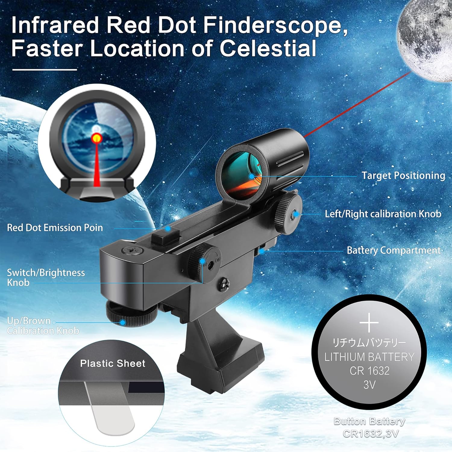 Telescopes for Adults Astronomy, 80mm Aperture 500mm Focal Length, Professional Refractor Telescope for Kids Beginners, with Red Dot Finderscope, Tripod, Phone Adapter, for Observing The Moon & Stars : Electronics