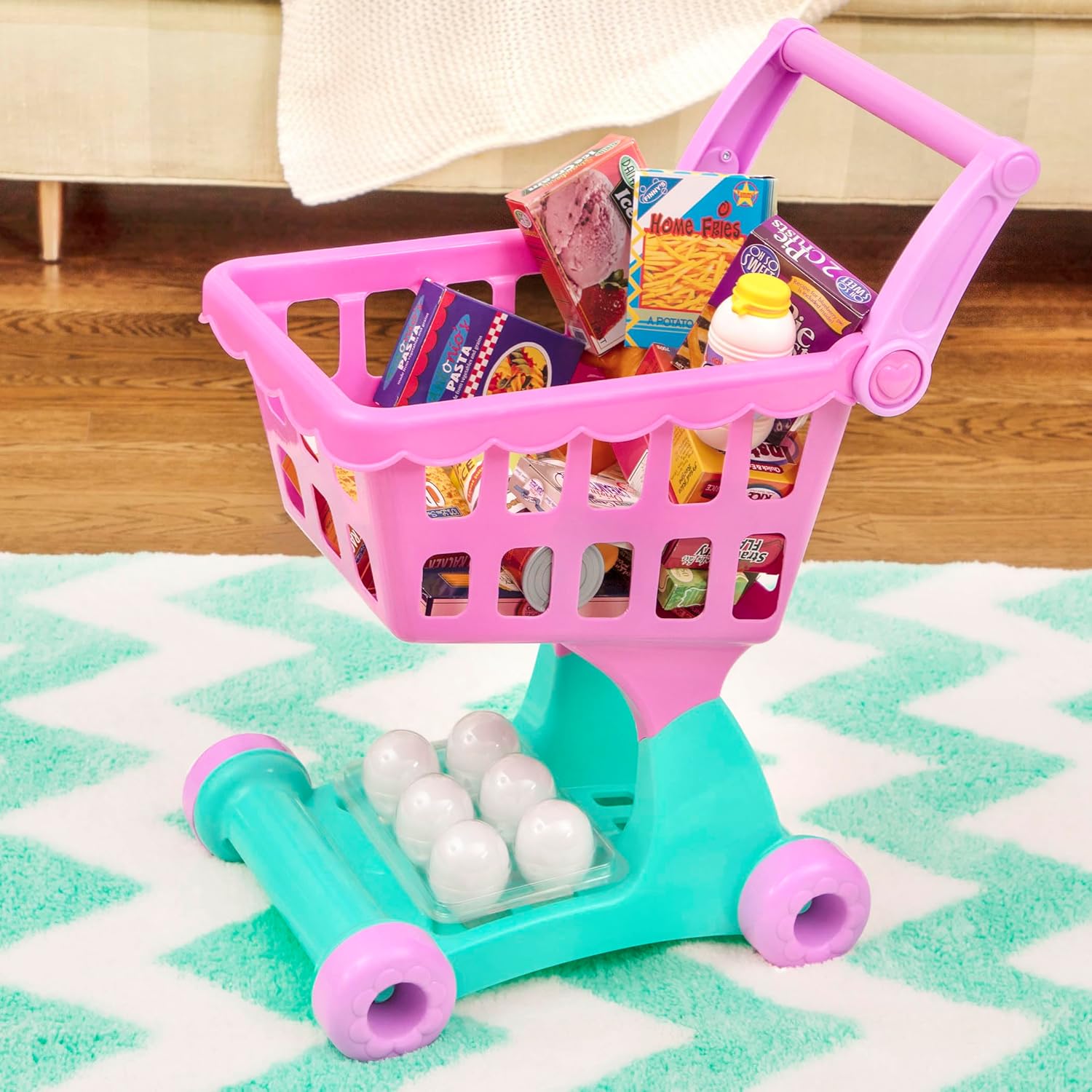 Battat – Play Circle – Shopping Cart & Grocery Set for Kids – Toy Food – Play Kitchen – Pretend Play – 3+ Years