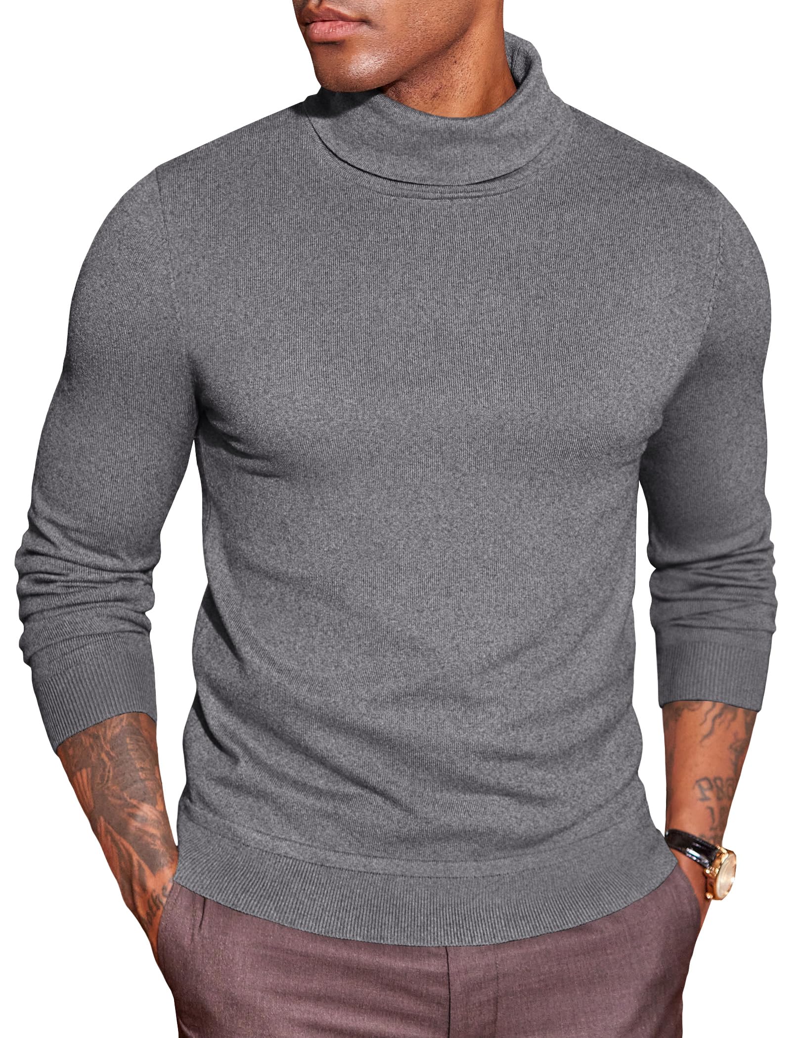 COOFANDY Herren Rollkragenpullover Leicht Rollkragenshirt Rolli Langarm Strickpullover Slim Fit Pullover Turtleneck Sweater Unterziehrolli