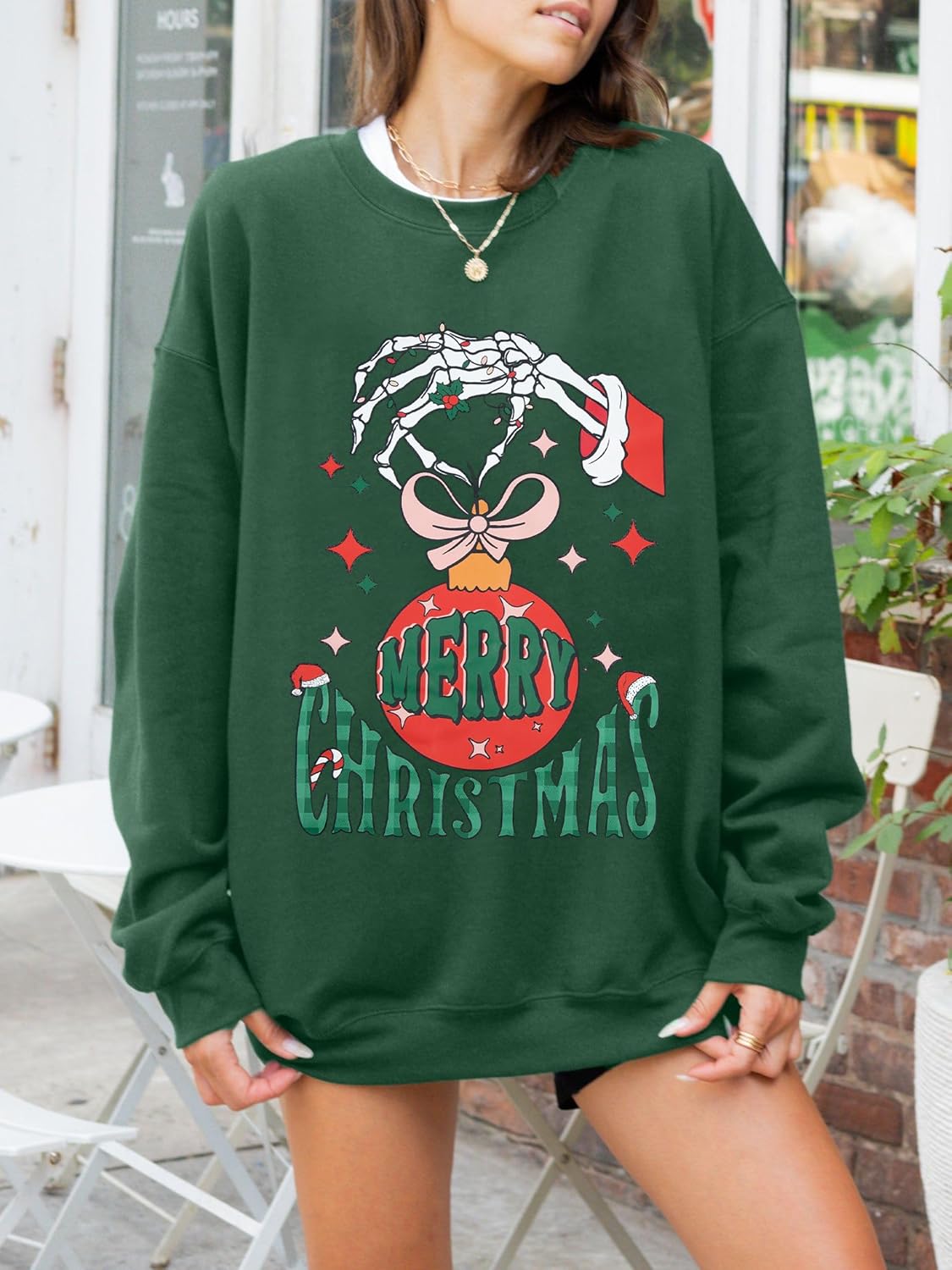 MNLYBABY Merry Christmas Santa Sweatshirt Oversized: Women Christmas Shirt Santa Claus Sweater Christmas Vibes Retro Tops - Image 5