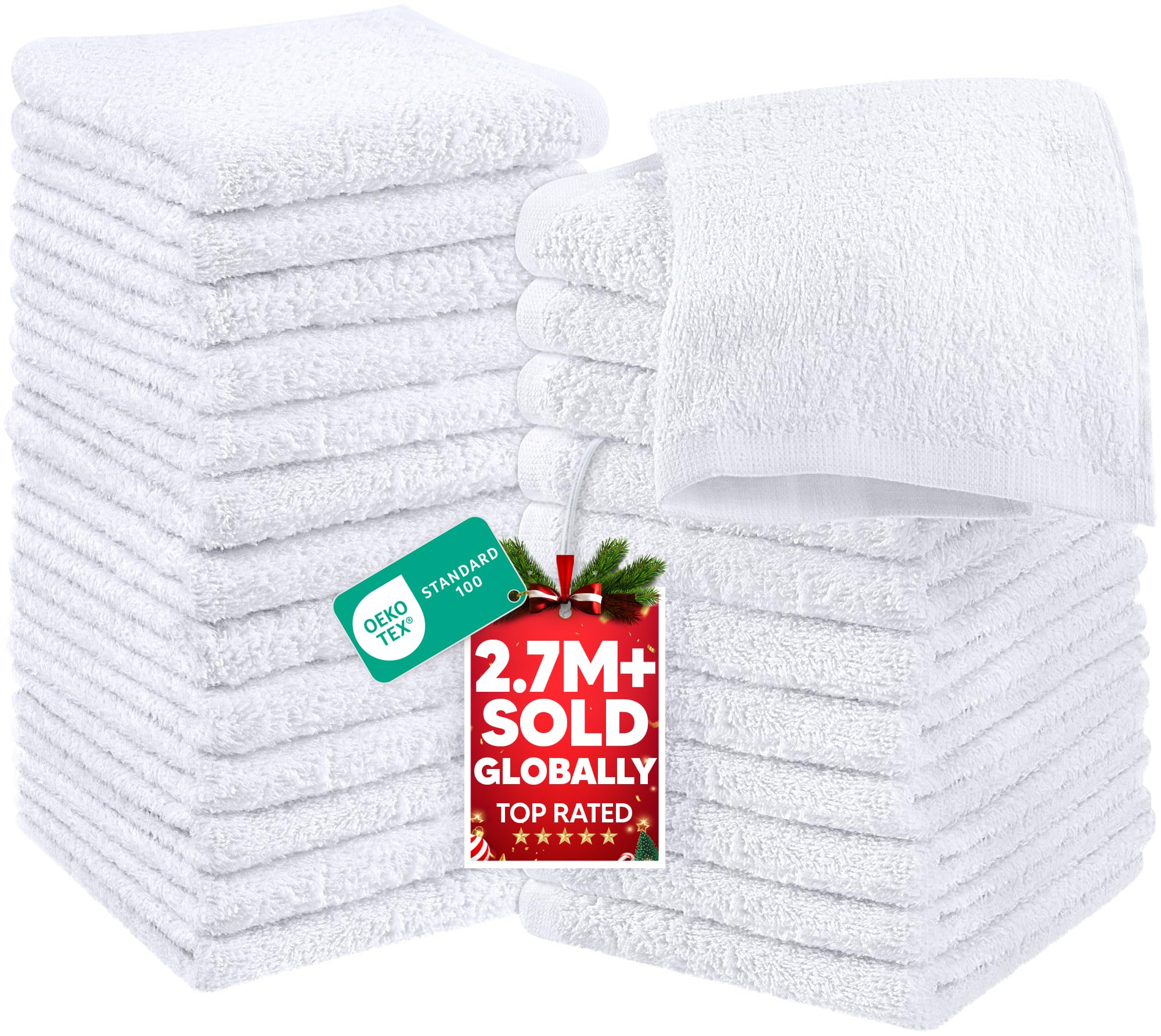 (ユートピアタオル) Utopia Towels ウォッシュクロス 24枚パック 12✕12インチ ピュアコットン 高吸水性エクストラソフト フェイス、ハンド、ジム、スパに