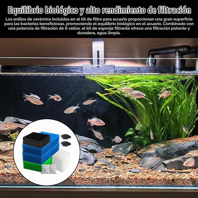 Foto 7 de 7 de PORFOYO Esponja de filtro para acuario, juego de medios de filtro compatible con Juwel Bioflow 3.0 M