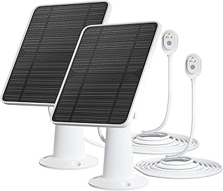 Solar Panel Charger Compatible with Arlo Ultra/Ultra 2/Pro 3/Pro 4/Pro 3 Floodlight Security Camera, 5V 4W Solar Panels Charging IP65 Weatherproof w/ 9.8ft Charging Cable Adjustable Wall Mount, 2 Pack