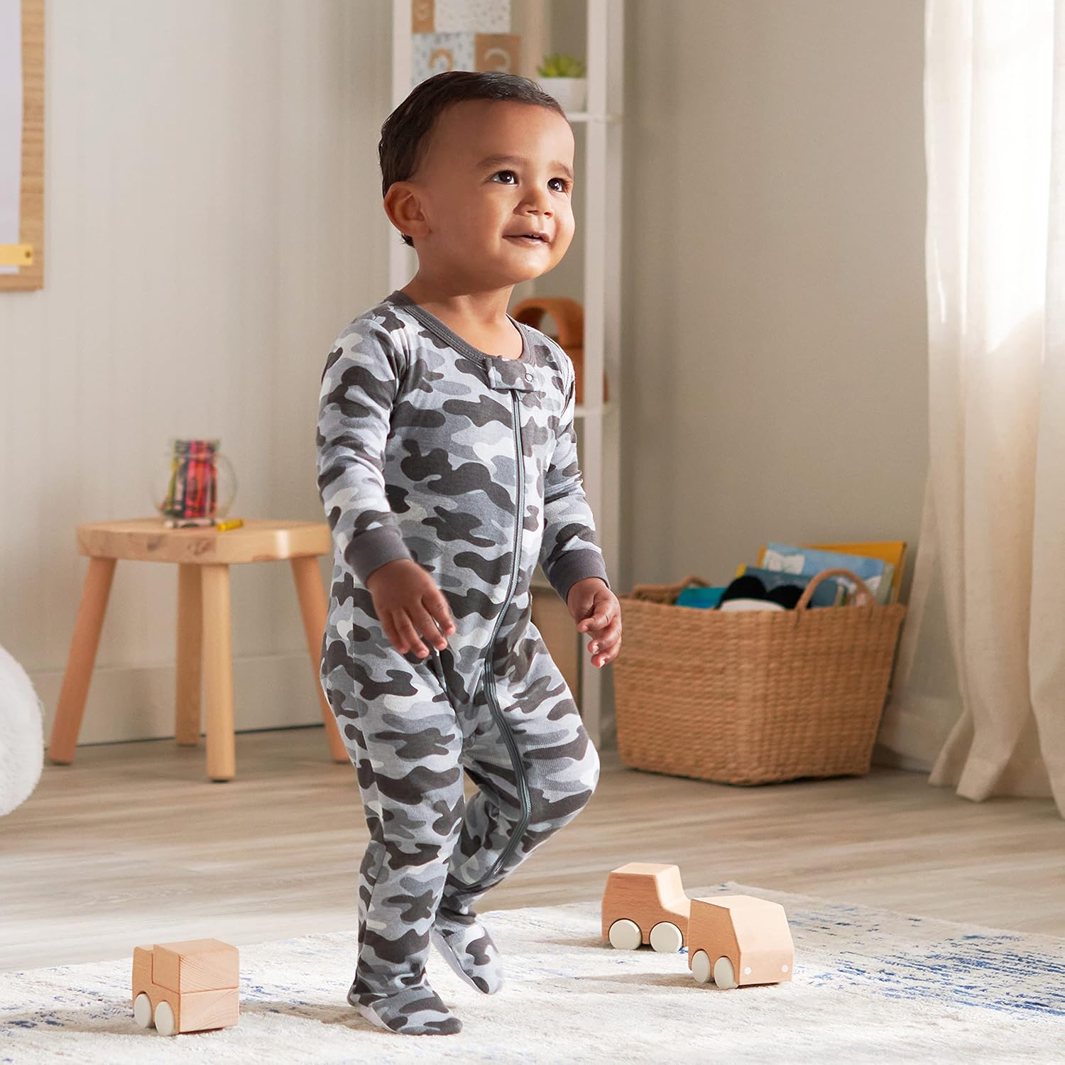 Gerber Baby Boys 2-pack Footed Pajamas And Toddler Sleepers, Grey Camo, 3 Months US - Image 2