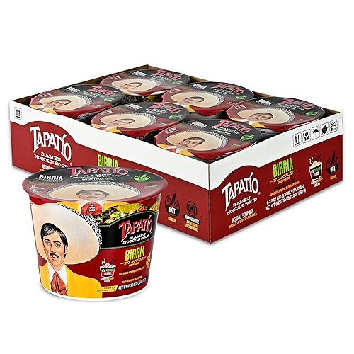 Tapatío Ramen Noodle Soup, sabor a Birria - Cuenco grande apto para microondas, 3.88 oz. (110g), paquete de 6