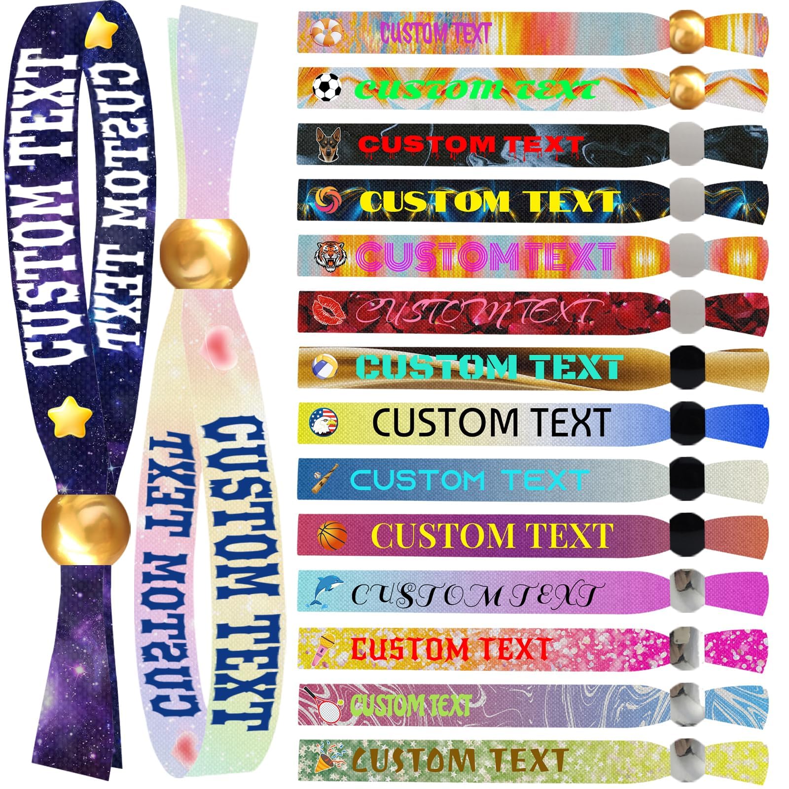 Custom Fabric Wristbands, Customized Personalized Text and Logo, Party Custom Wristbands for Events, from 5 to 1000 Pcs