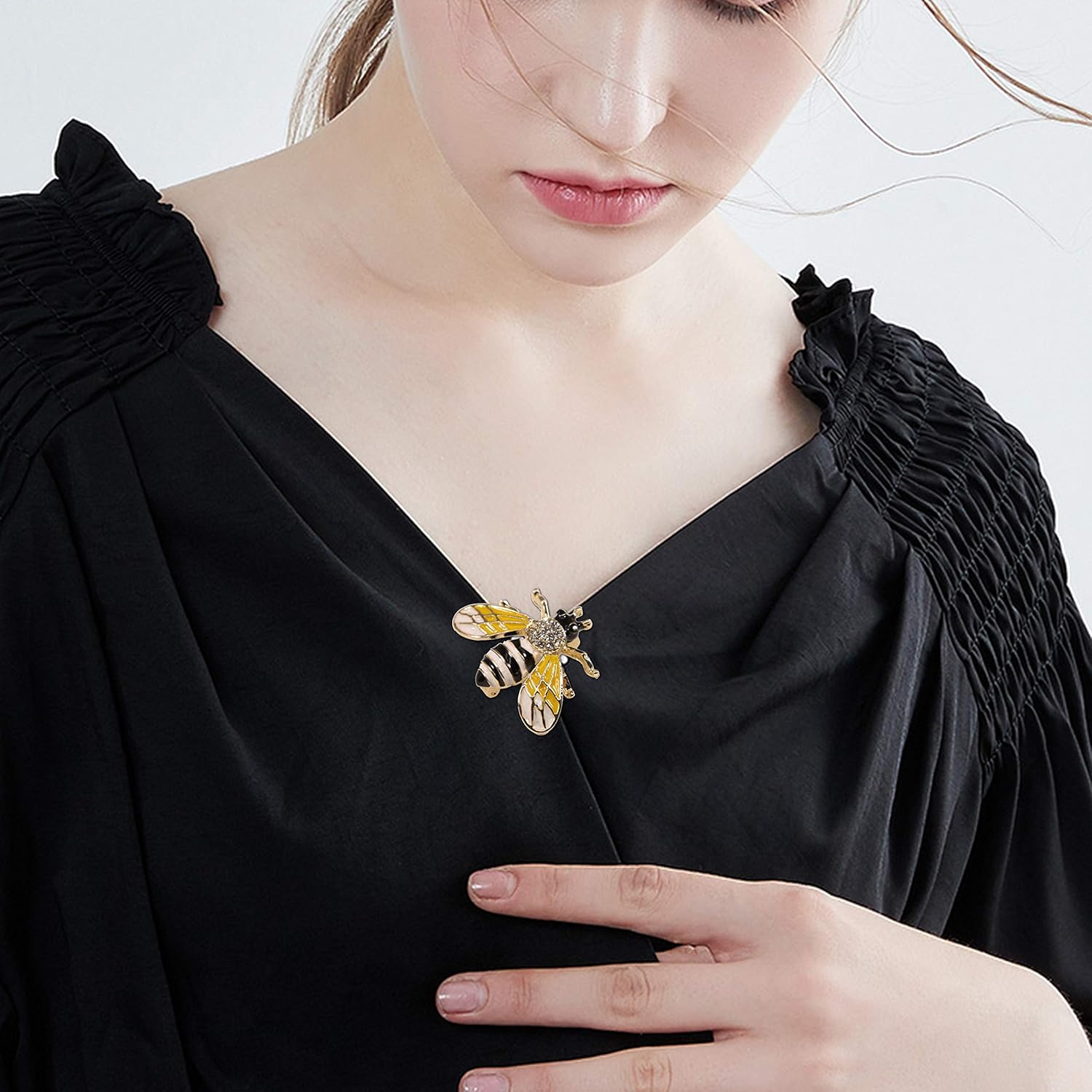 Honey Bee Brooches for Women - Insect Themes with Gold Tone Brooch Pins - Fashion Mother of Pearl Brooch Pin - Great for Wife,Sisters,Friends,Daily Wear or Dating - Image 7