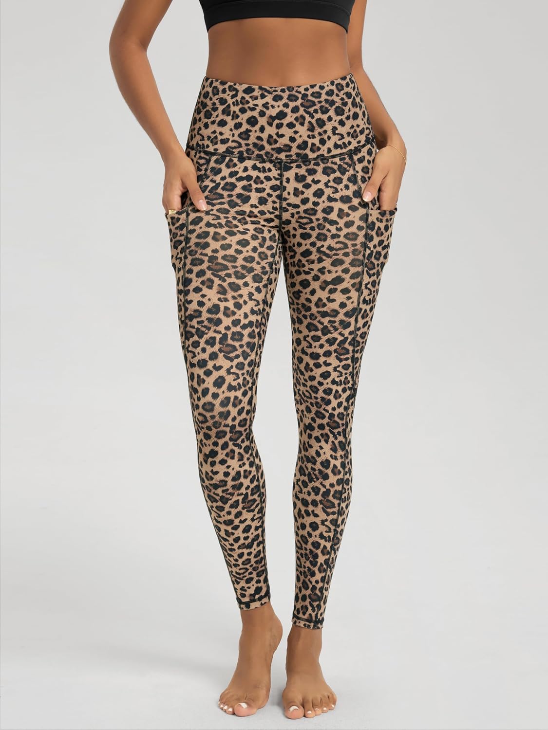 ODODOS Women's High Waisted Yoga Leggings with Pockets, Tummy Control Non See Through Workout Athletic Running Yoga Pants - Image 2