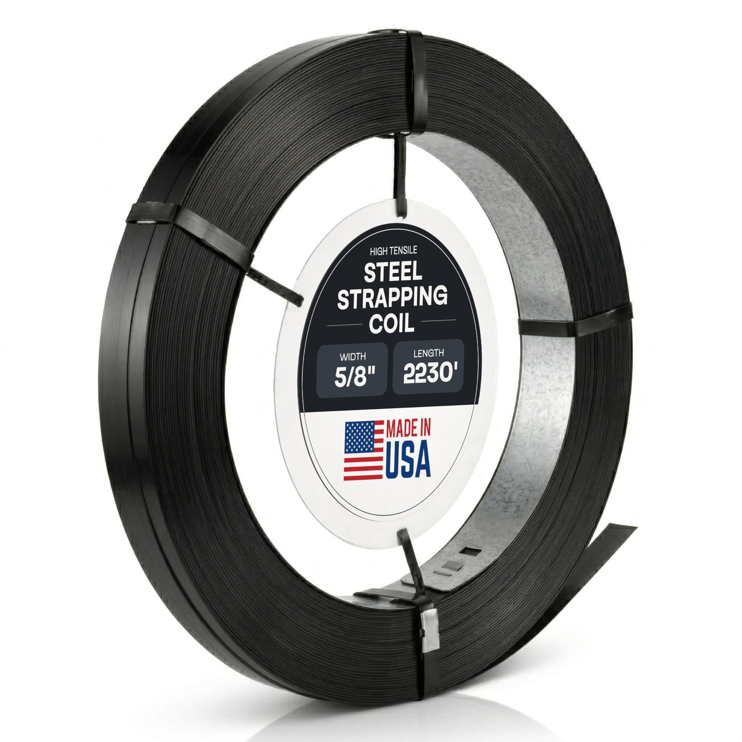 Photo 1 of IDL Packaging 5/8" x .020" x 2230' Regular-Duty Steel Strapping Coil (1470 lbs Break Strength) - Painted and Waxed - Superior Cut-Resistance - Metal Straps for Pallet Banding, Extra-Heavyweight Loads