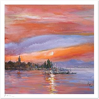 Fine Art Giclee Print - Sunset in Evian - on textured watercolor art paper 300g/m²