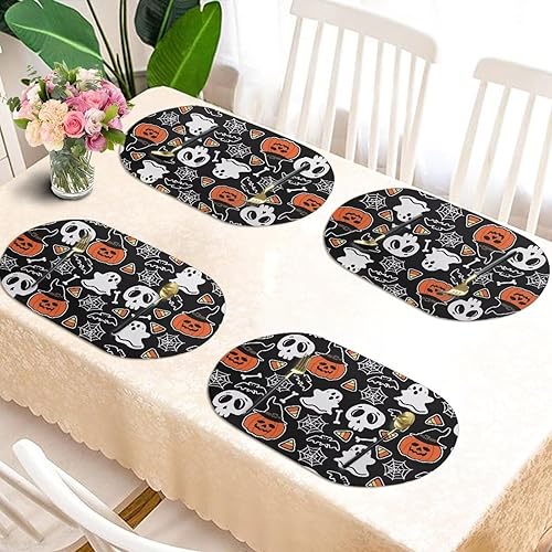 Miniatura 82 de Heat Resistant Placemats Oval Placemats Set of 6 Leather Washable and Wipeable Non Slip Place Mats, Waterproof Modern Dining Table Mats, Oval Floral