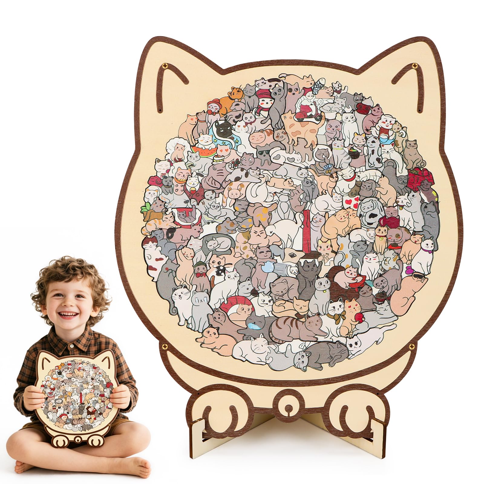 Katzenförmiges Puzzle 135 Teiliges Colored Holzpuzzle In Kat
