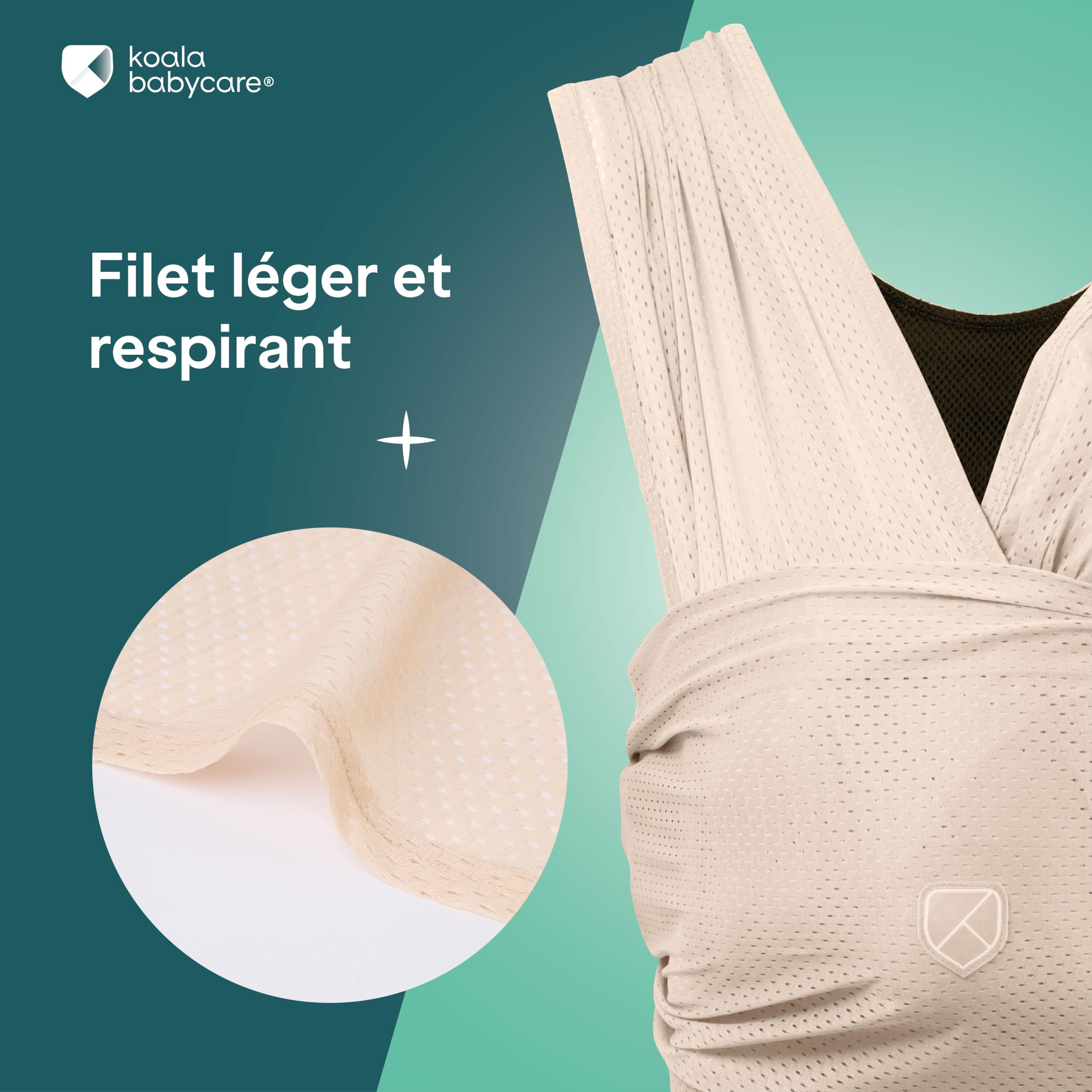 Koala Babycare Écharpe de Portage Été en Maille Respirante | Water Sling Léger pour Bébé jusqu’à 9 kg | Idéal Douche, Piscine, Plage | Ajustable, Séchage Rapide, Compacte