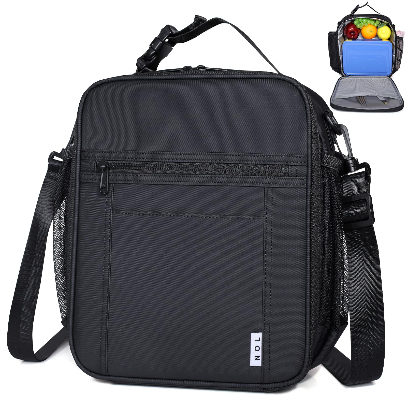 NOL Nylon Waterproof Kids Lunch Bag, Insulated Lunch Bag, Lunch box Cooler, Reusable, Zip Closure with Buckle Handle Holds Lunch Box, Snacks & Water