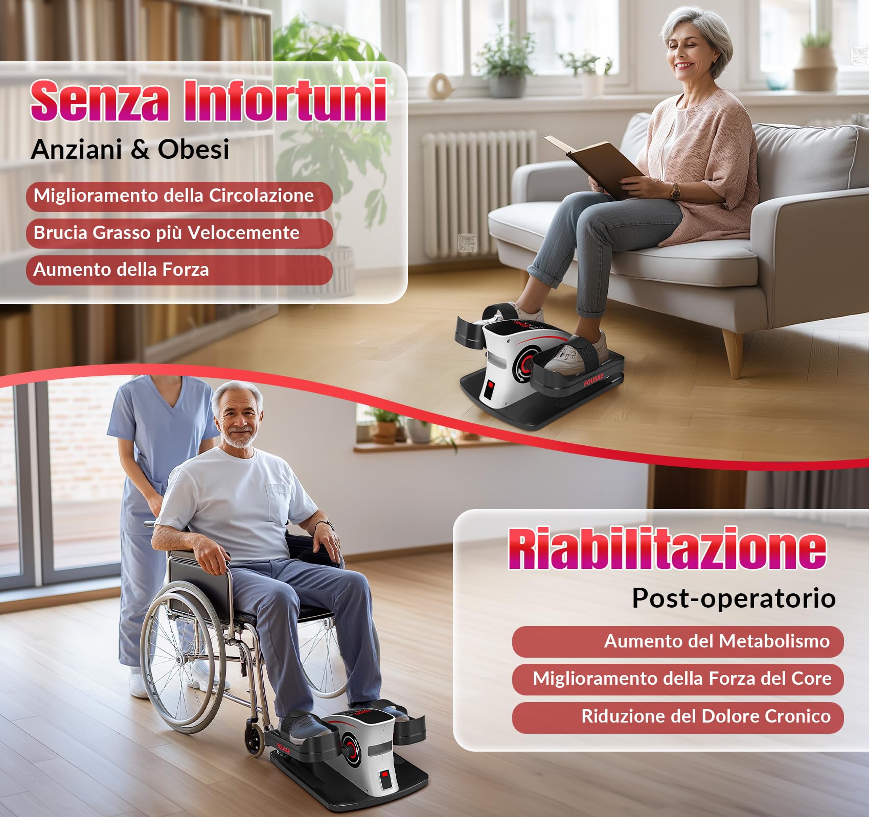 Ellittica Elettrica, Ellittico sotto Scrivania per Anziani con 15 velocità Regolabili, Motore Silenzioso da 80W e Pedale Elettrico con Monitor Display, Silenzioso e Portatile