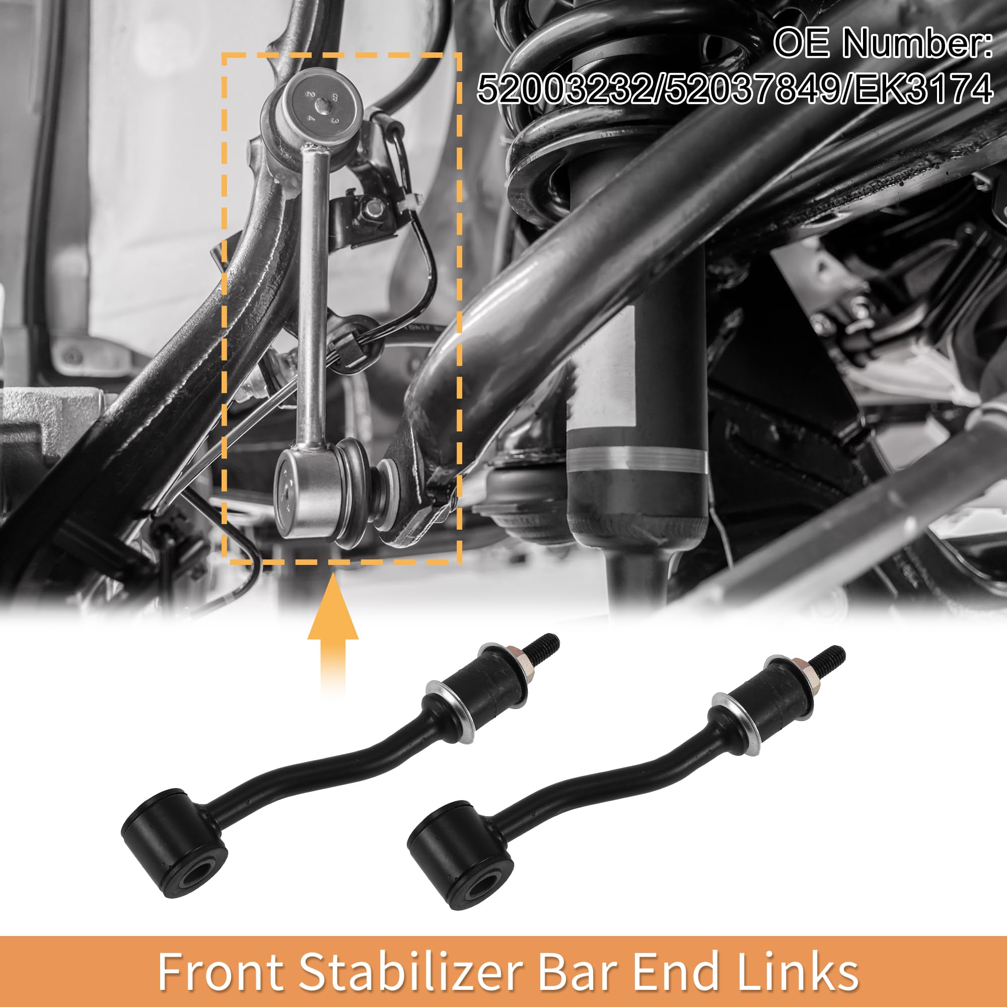 1 Set Front Stabiliser Sway Bar Link With Bushing For Jeep Cherokee No.52003232 | UK - View #3