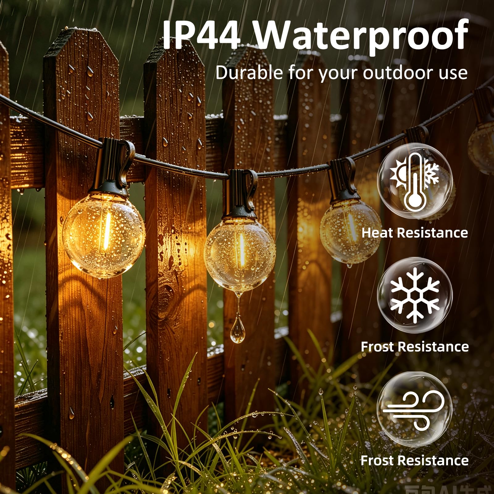 20M Catena Luminosa Esterno con Telecomando, con 25+2 LED G40 Lampadine, Bianco Caldo, 3 Modalità/Impermeabile/Tempistica/Dimmerabile, Luci Giardino Catena per Giardino, Cortile, Patio, Campeggio