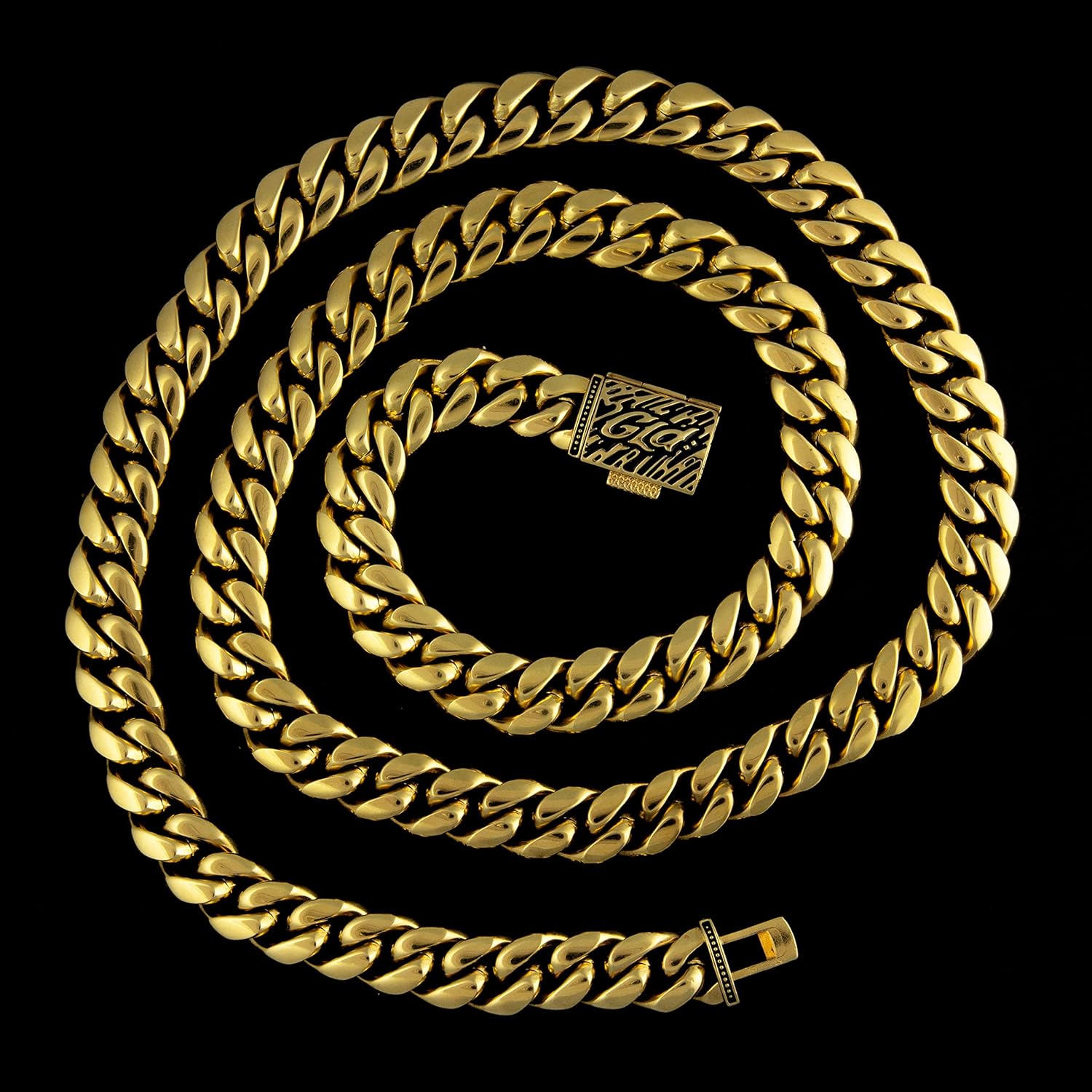 GLD Shop Cuban Necklace - Miami/Micro Style - 2MM/3MM/5MM/6MM/8MM/12MM/19MM Sizes - 16/18/20/22/24/26/28 Inch Lengths - Gold/White Gold (20 Inch, 12MM Miami Cuban, Gold) - Image 3