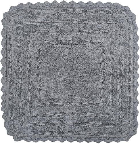 DII Crochet Collection. Tapete de baño reversible, cuadrado, 60,9 x 60,9 cm, gris