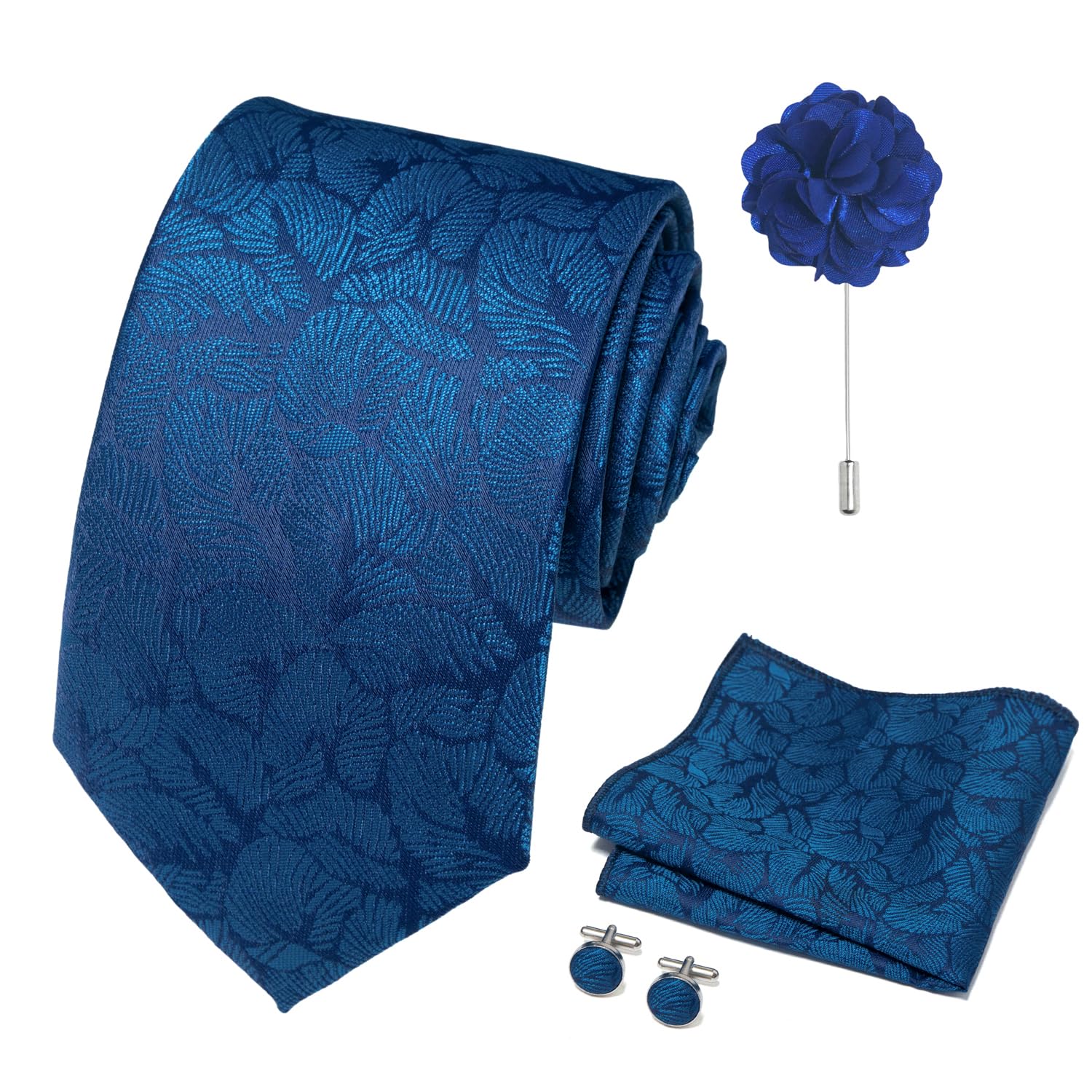 joy alice 70 Colors Ties Set Men Mixed Color Necktie Handkerchief Cufflinks Brooch 3.15 Formal