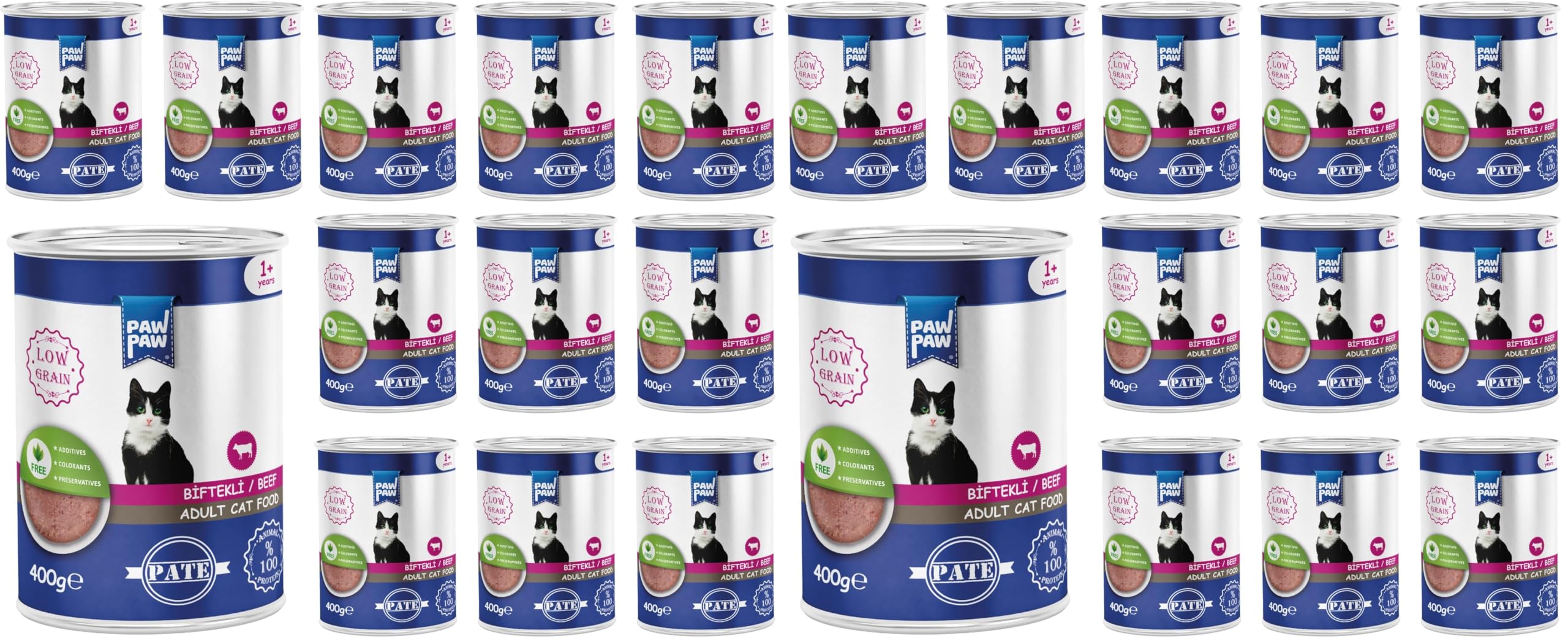 Pawpaw Yetişkin Kedi Biftekli Pate 400 Gr x 12 Adet (2 paketi)