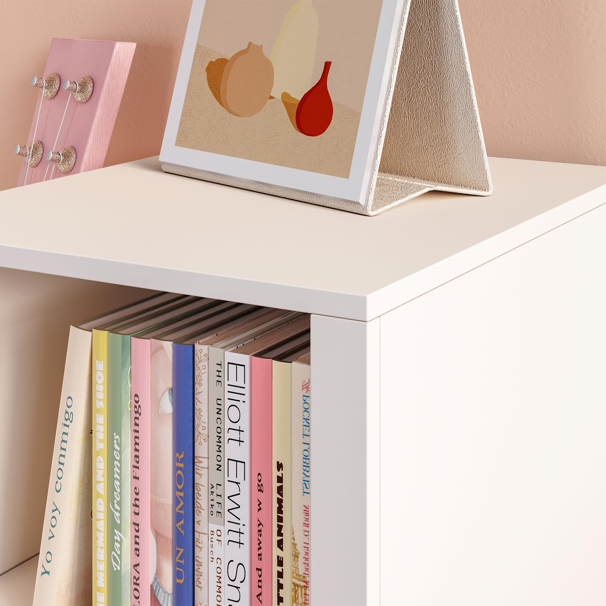 [en.casa] Høylandet ławka do siedzenia dla dzieci z regałem, ławka do siedzenia z miejscem do przechowywania, regał dziecięcy z 3 pojemnikami do przechowywania, do pokoju dziecięcego, 76 x 112 x 40 cm