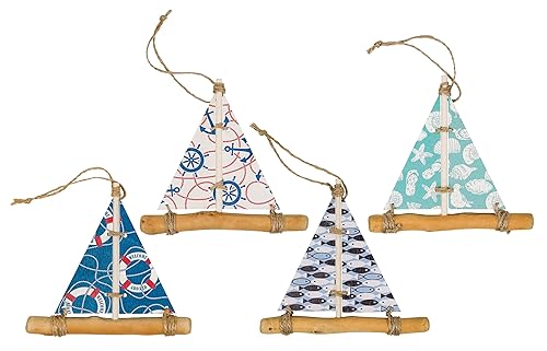 SAILINGSTORY Driftwood Sailboat Ornaments for Christmas Tree Sail Boat Decor