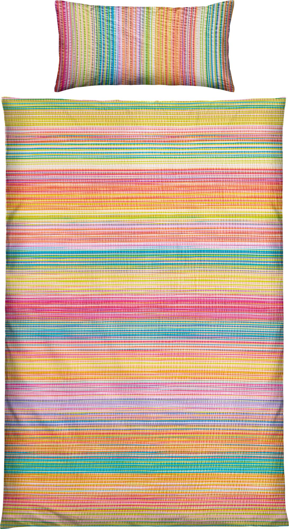 Erwin Müller Bettwäsche Seersucker bunt Größe 1x 135x200 cm + 1x 40x80 cm