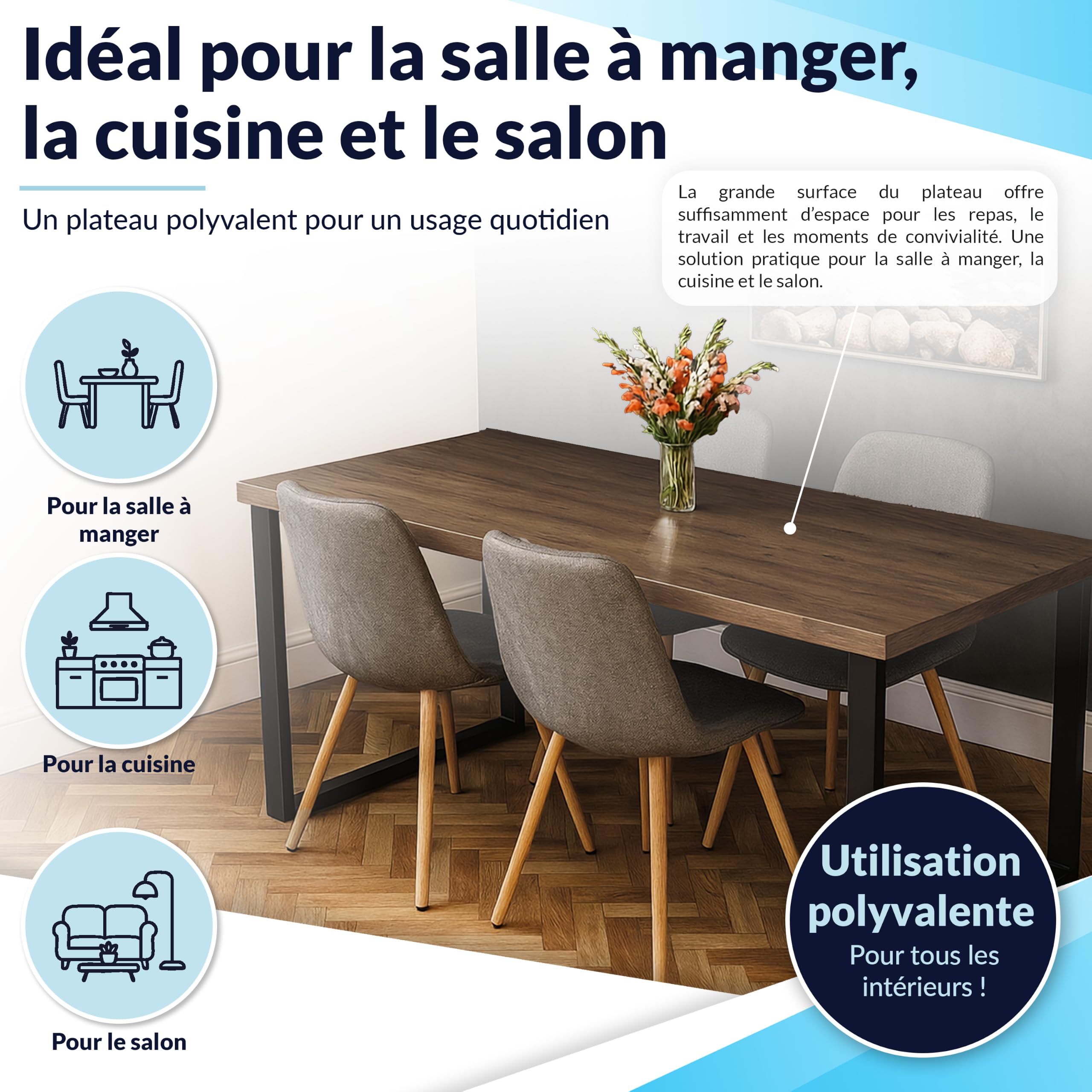 POKAR Plateau de Table 160x60 cm | Plateau de Bureau Épaisseur 25 mm | Idéal pour Bureau Assis Debout Réglable et Table à Manger | Plateau de Table Durable | Fabriqué en Europe | Chêne Davos