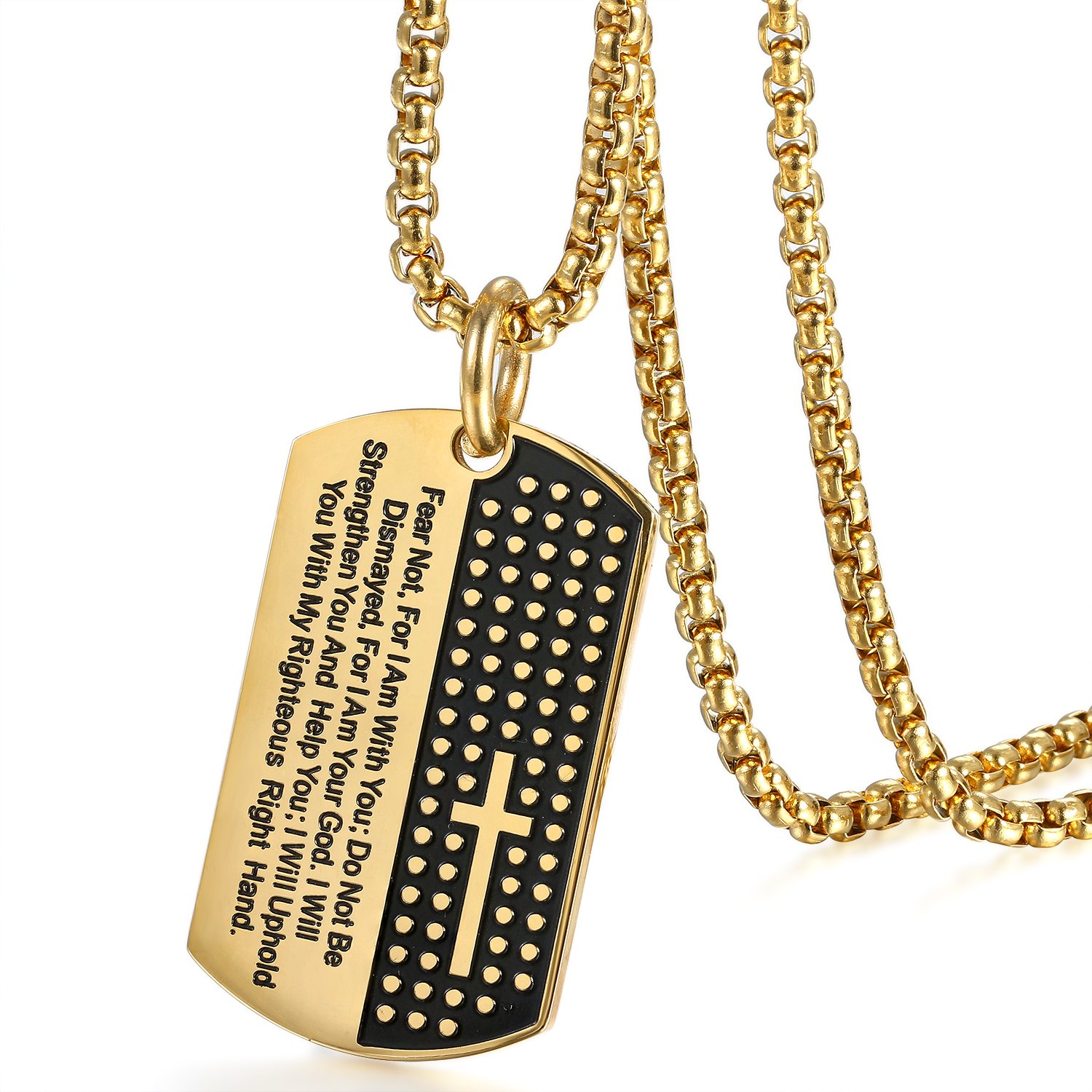 OIDEA Jesus Dogtag Halsketting met kruishangers: Dog Tag gebed Bijbel kruis hanger van roestvrij staal voor heren dames Jezus Vintage crucifix met ketting tarweketting goud/zwart/zilver, Roestvrij