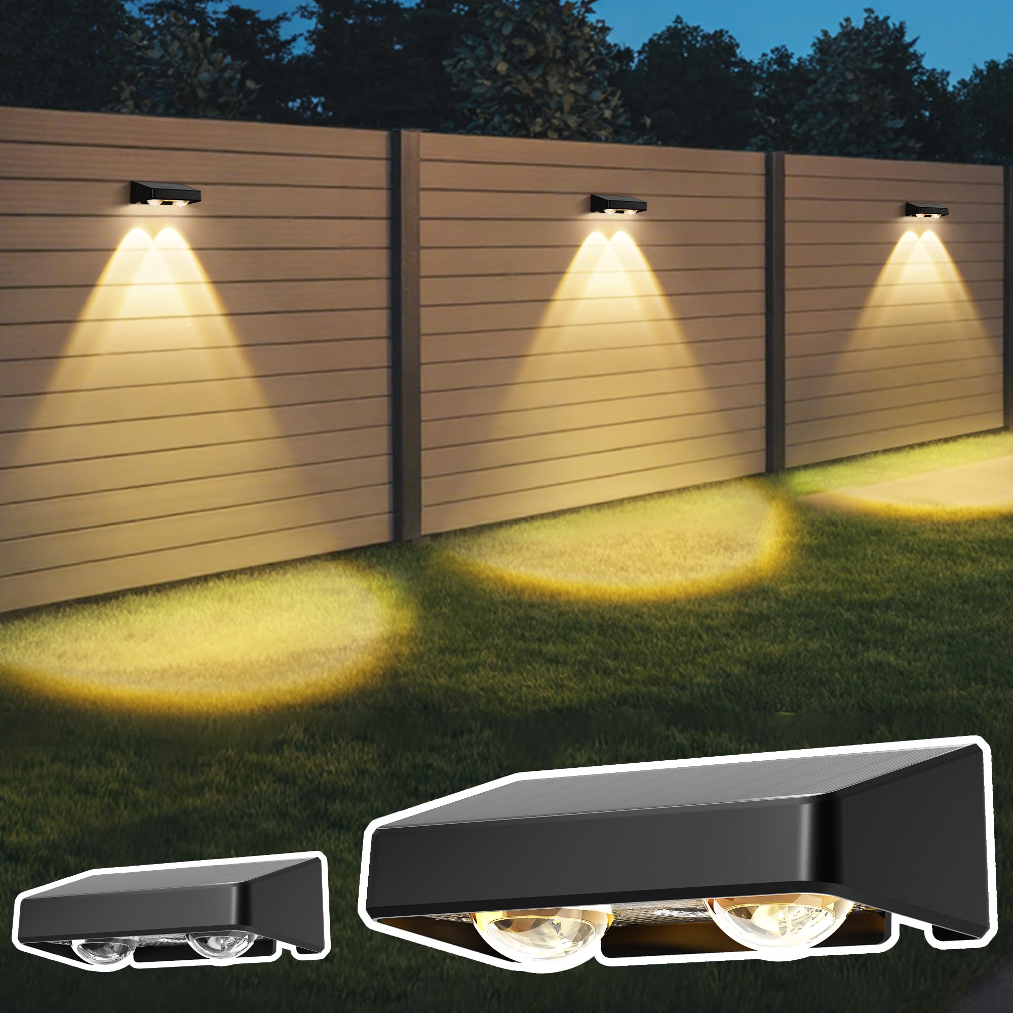Solpex Solar Fence Lights Outdoor Garden, 9 Colors 11 Modes RGB Solar Wall Lights Outdoor, Waterproof Deck Lighting Decoration for Garden Backyard Yard Pathway PorchοΌ2 PackοΌ