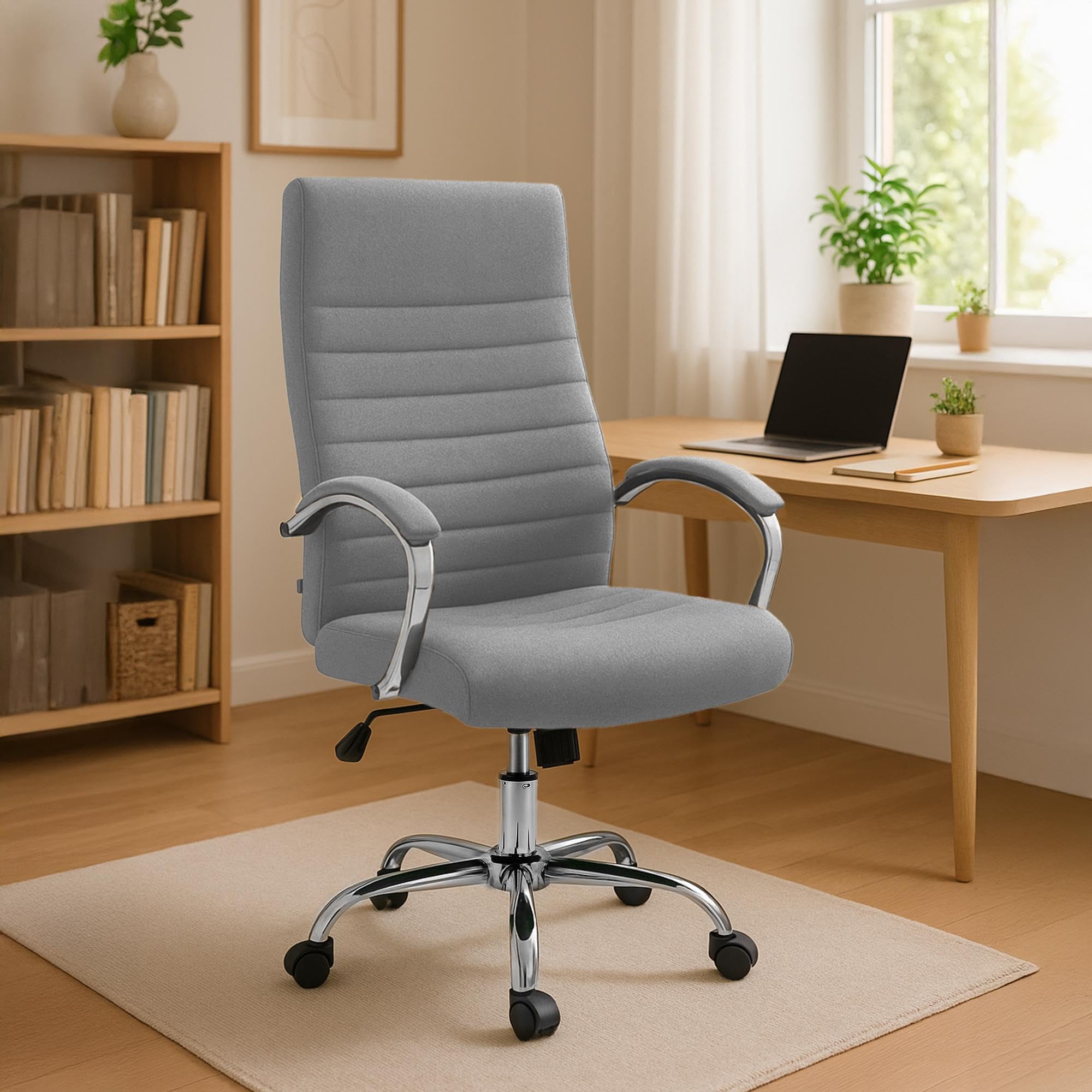 CLP Bürostuhl ergonomisch Valais Stoffbezug, moderner Drehstuhl mit höhenverstellbarem Sitz, Stoffbezug, bis 136 kg belastbar | Farbe grau