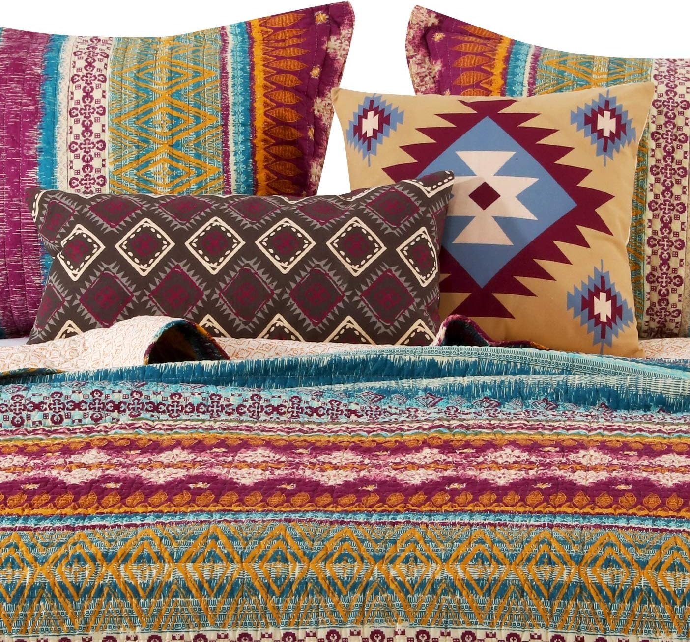 Greenland Home Southwest Pillow Set, 2 Piece, 18x18 inches Plus 12x24 inches, Earth Tones