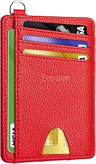 EcoVision Slim Minimalist Front Pocket Wallet, RFID Blocking Credit Card Holder Wallet with Detachable D-Shackle for Men Women