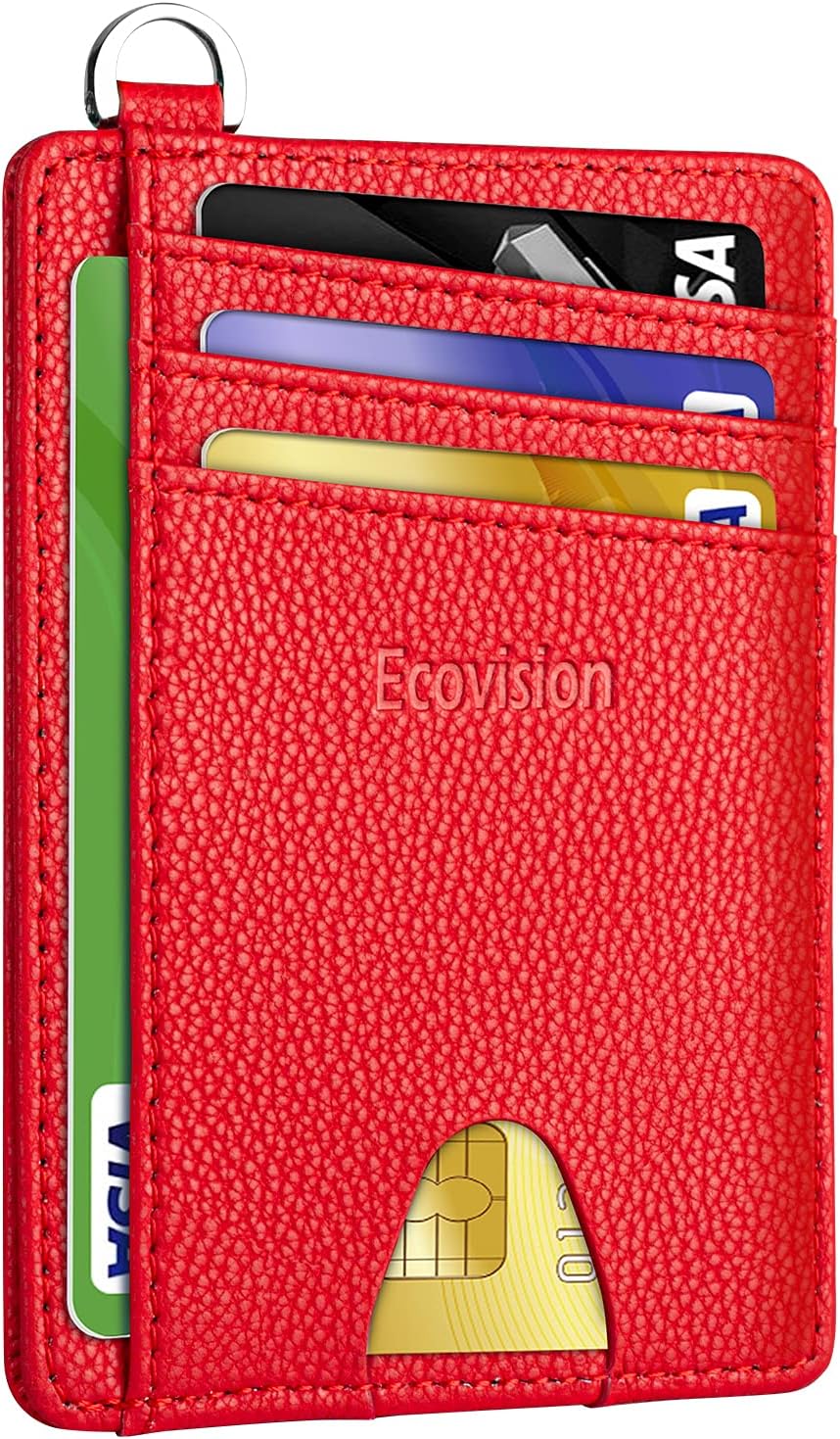 Slim Minimalist Front Pocket Wallet, RFID Blocking Credit Card Holder Wallet with Detachable D-Shackle for Men Women
