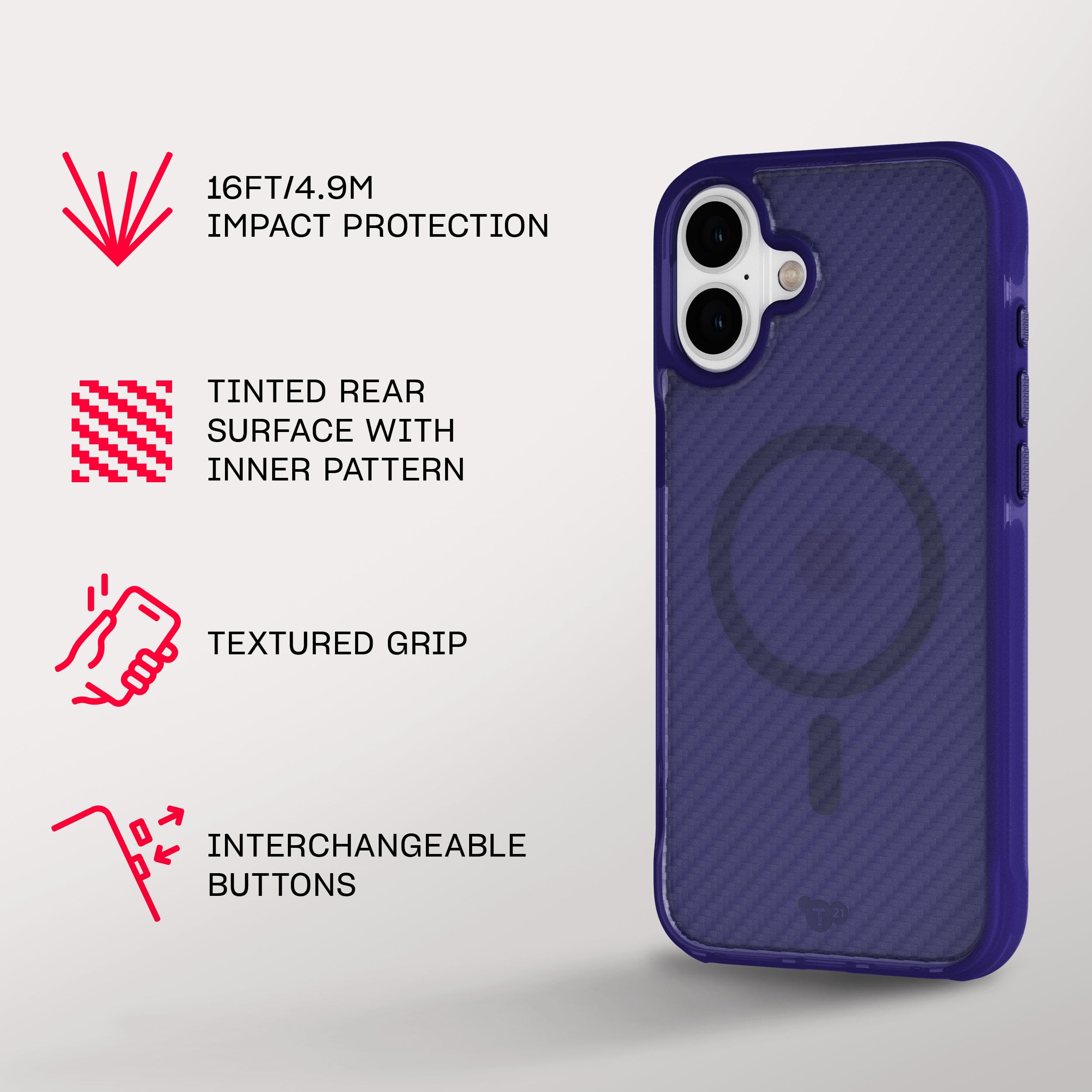 Tech21 EvoArmor for Apple iPhone 16 Plus Compatible with MagSafe - Impact Protection Case 21x Military Standard Tested in Purple - Image 4