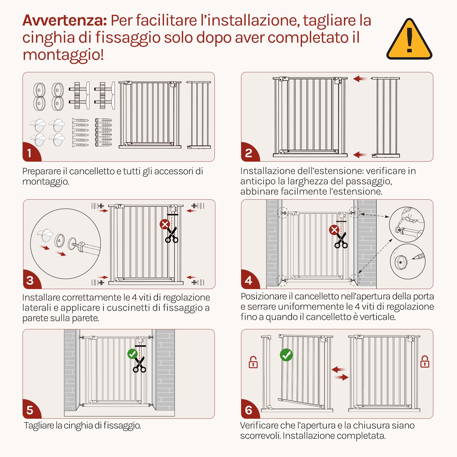 WOLTU Cancelletto per Bambini in Metallo, Cancello per Scale e Porte con Apertura 75-107cm, Cancelletto per Cani Apribile in 2 Direzioni, Chiusura Doppia, Montaggio con/senza Foratura, Bianco