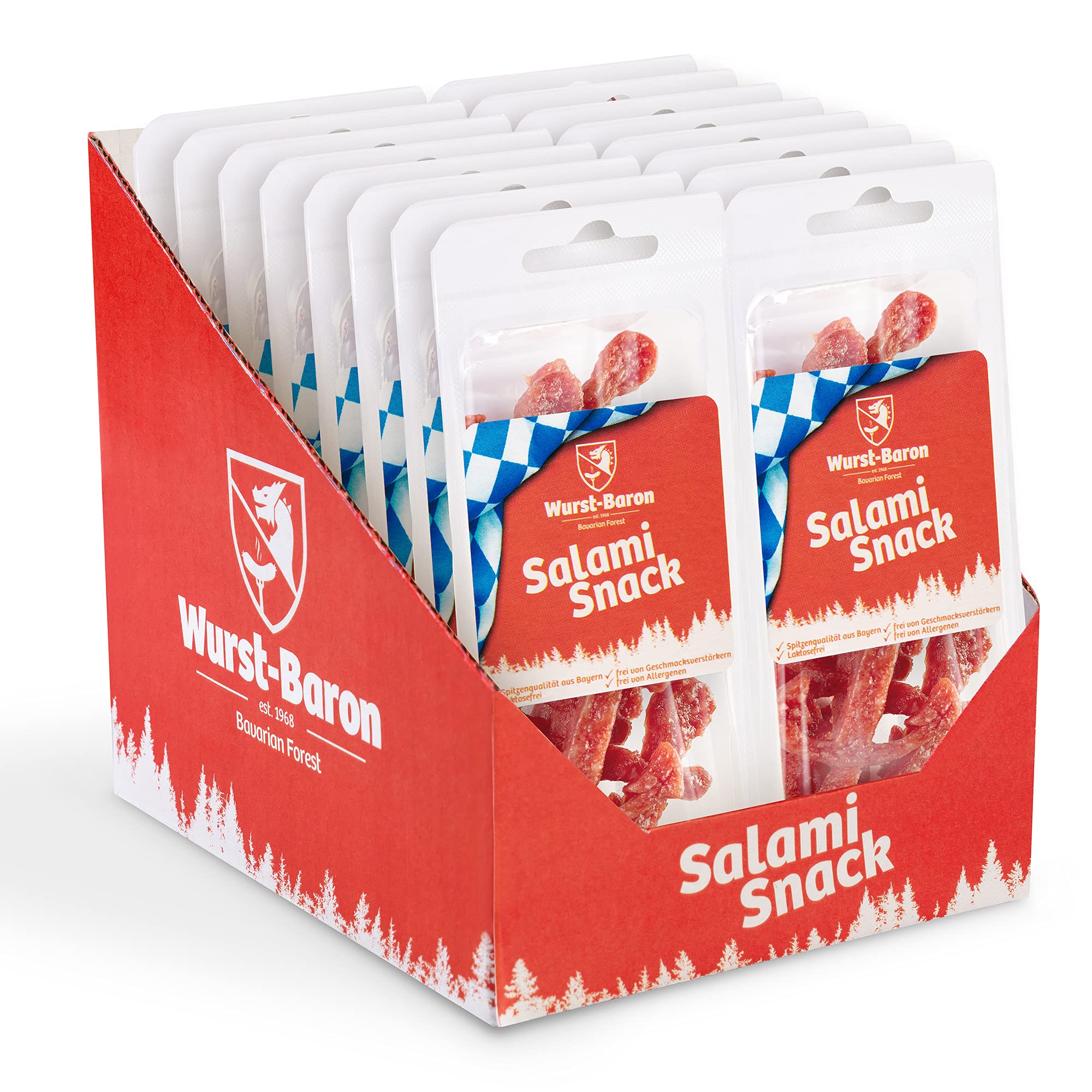 WURSTBARON® - Salami Mini Anker - Original Wurst Snack Anker aus Bayern - Karton mit 16 x 50g (800g) - Snackbox Sticks