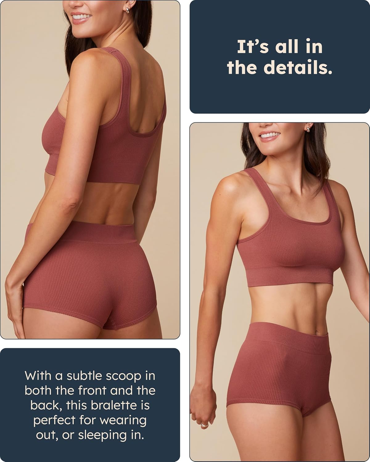 Harper Wilde Lounge Rib Scoop Bralette - Lightweight, Wireless Bra for Women - Image 4