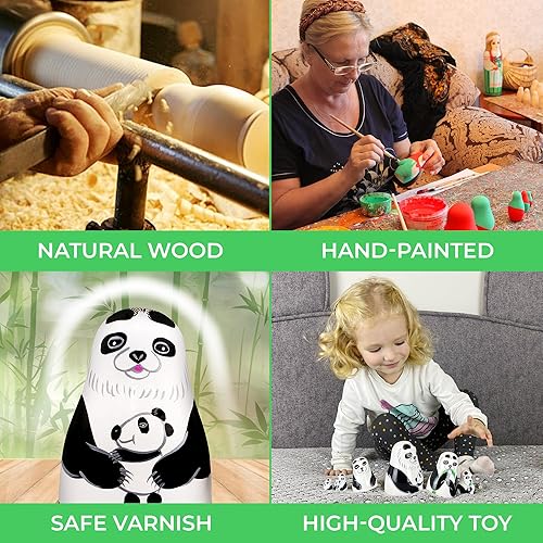Miniatura 4 de AEVVV Juego de 7 muñecos anidables lindos panda, figuras de panda, osos panda anidables, muñecas rusas apilables