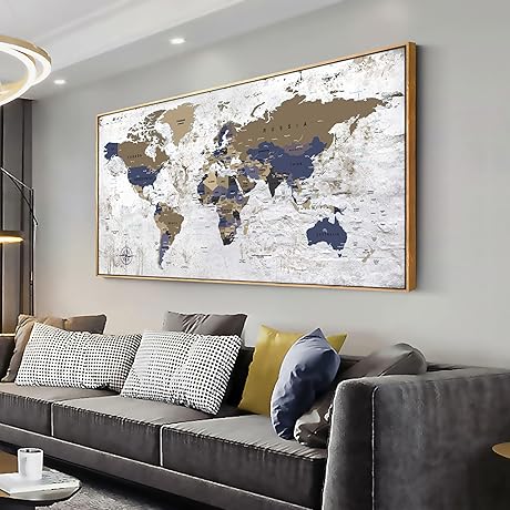 Premium World Map Wall Art: A Global Masterpiece Framed for Enchanting Décor