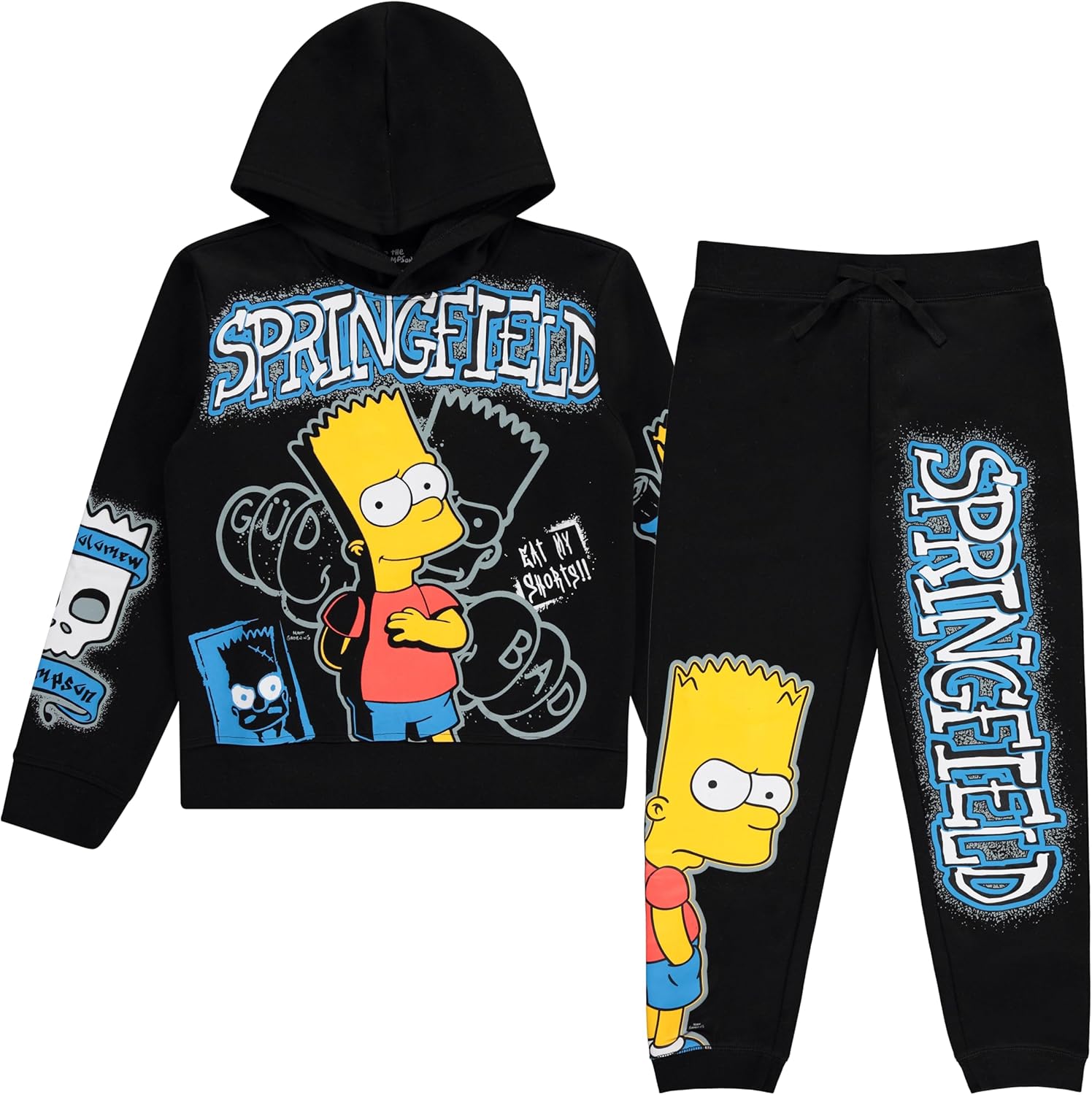 Boys Bart Simpson Hoodie and Jogger Sweatpants Clothing Set- Little and Big Boys Sizes 4-20