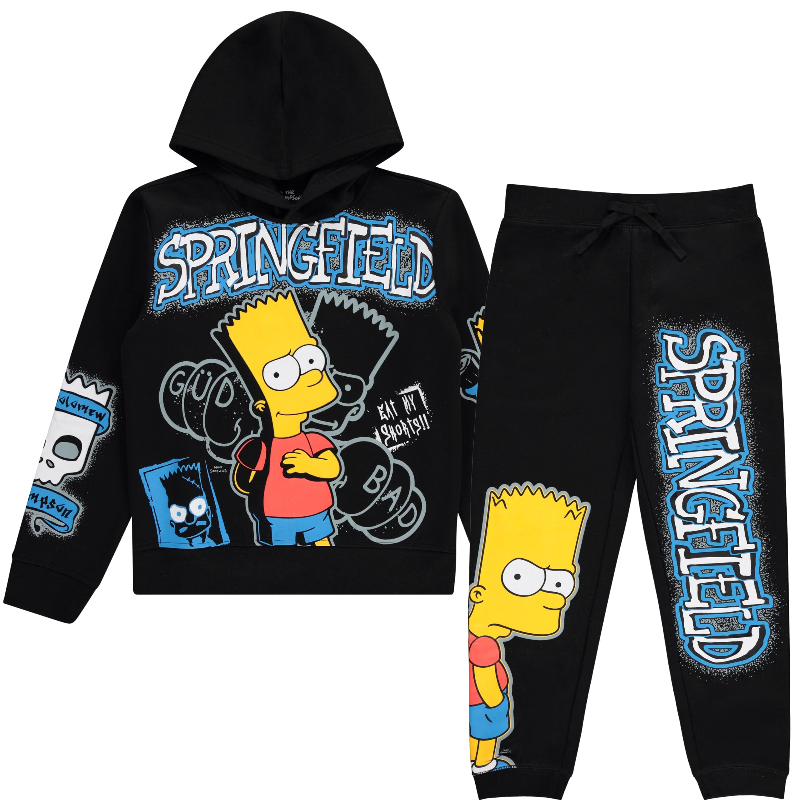 Bart Simpson Boys Hoodie & Jogging Bottoms Sizes 6-20, black, 6-7