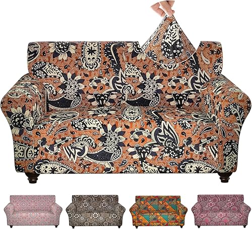 Miniatura 14 de Fundas elásticas para sofá, Fundas de sofá con estampado floral, 2 piezas de funda para sillón con funda de sección separada, Funda lavable para