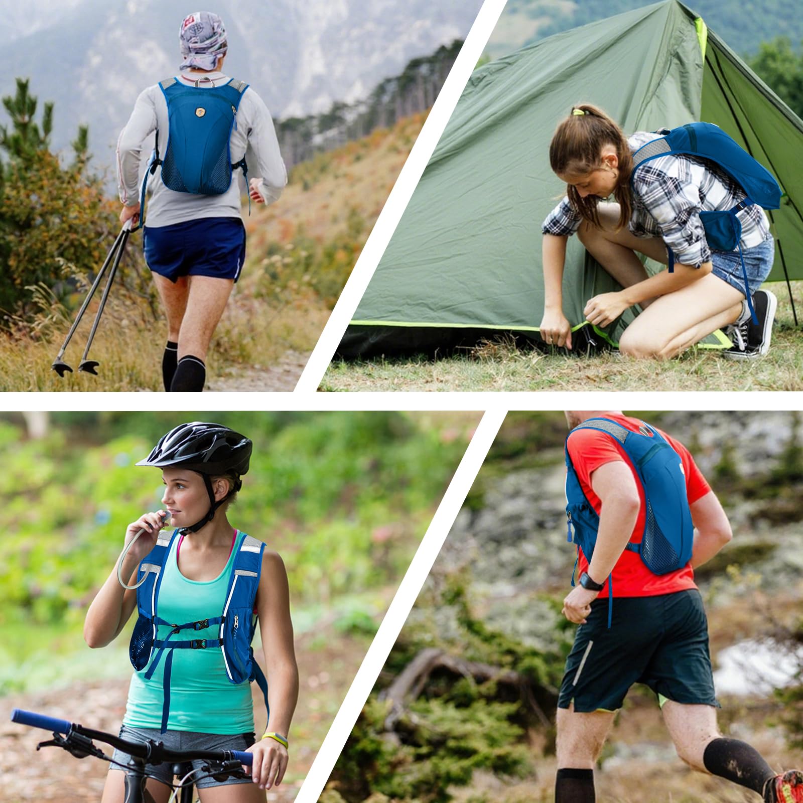 Zaino idrico con sacca d'acqua da 2 l, leggero e traspirante, con cinghie pettorali regolabili, per ciclismo, escursionismo, arrampicata, attività all'aperto